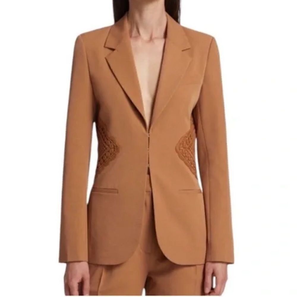 Derek Lam Western Crochet Caramel Brown Tan Blazer | Size 8